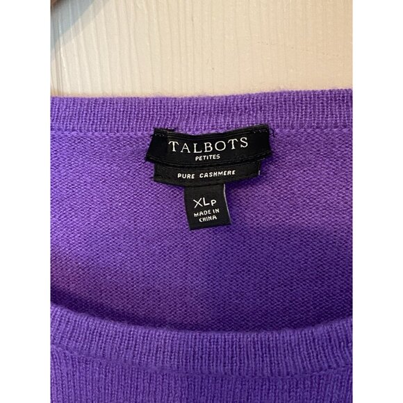 Talbots Women’s Cashmere Sweater XL Petite Purple Long Sleeve Distressed Holes - Picture 4 of 8